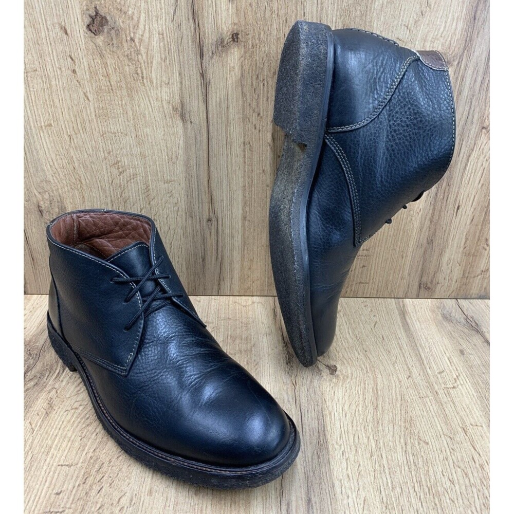 Johnston Murphy Copeland Leather Crepe Sole Chukka Boots Men 9.5 M Black 25-2021
